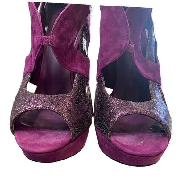 Truth or Dare by Madonna Women's Purple Glittler Platform Stiletto Heels 10 - Picture 4 of 7